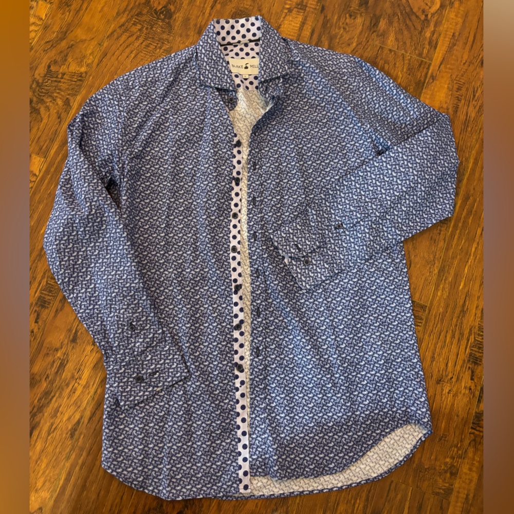 Blake Mill dress shirt different color cuffs size L blue white NWT 🍷